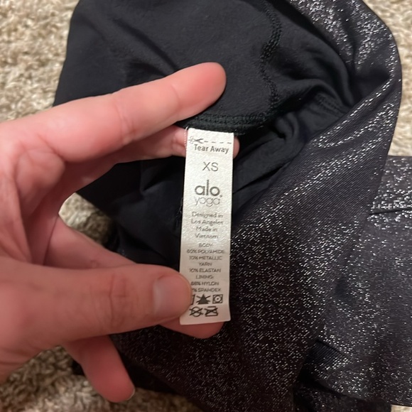 Alo Yoga High Waist Glitter Biker Short Black/Silver Size XS - Picture 11 of 12
